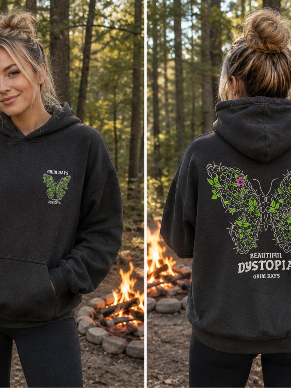 Beautiful Dystopia Grim Days Black Graphic Hoodie
